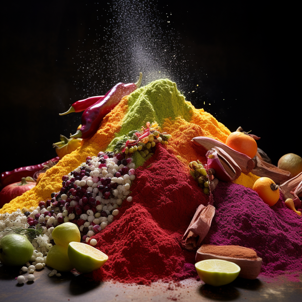 Picture shown is natural ingredients that could be used as flavor and color enhancements