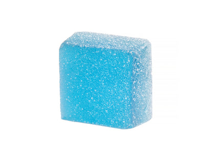 5 gram blue razz gummy on white background